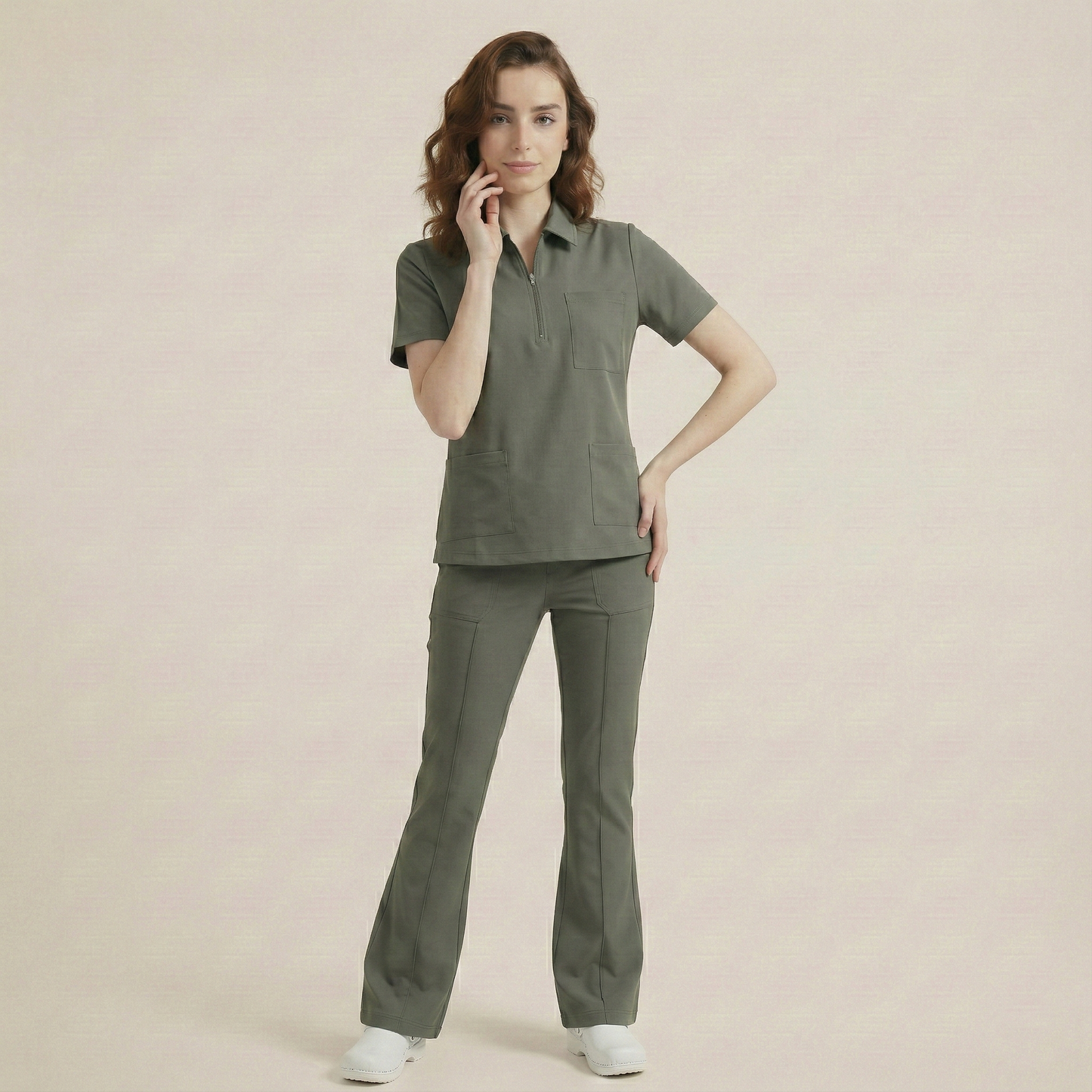 KYRA POLO - HAKİ (KADIN SCRUB)