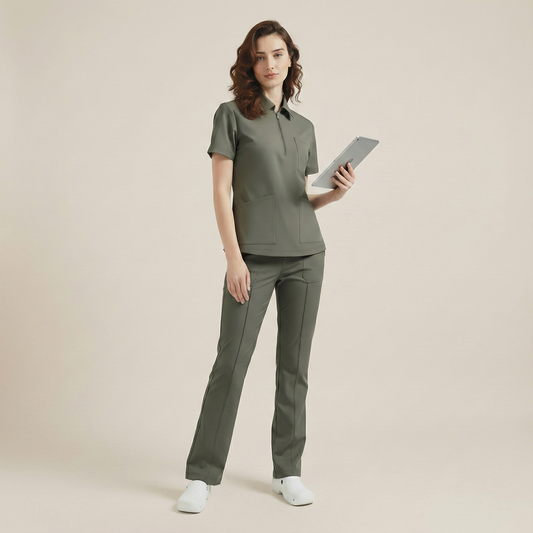 KYRA POLO - HAKİ (KADIN SCRUB)